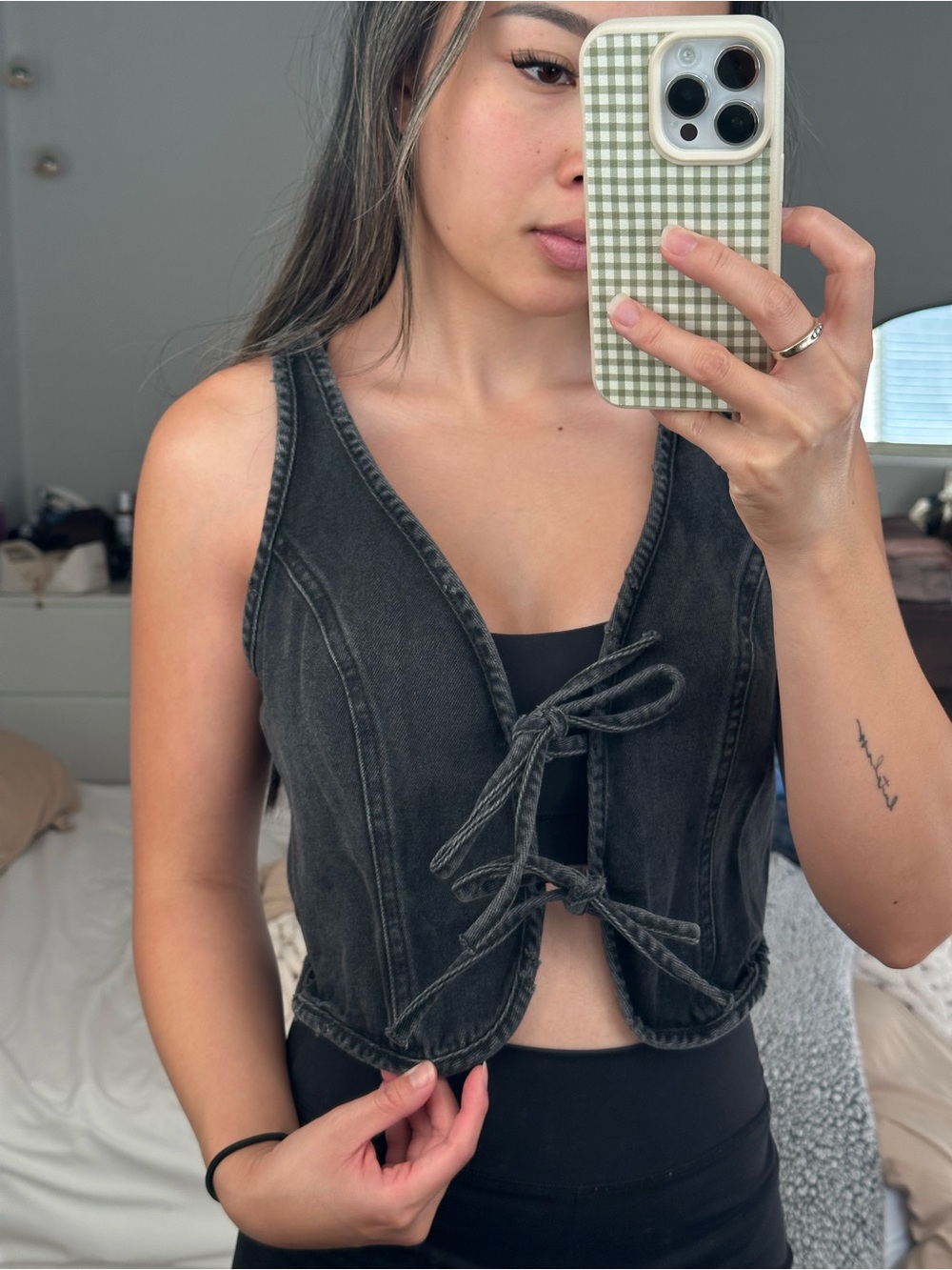 Wild Fable Black Lace-Up Denim Vest - Women